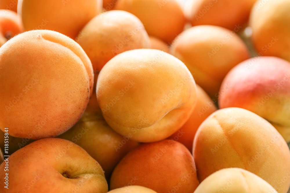 Fresh juicy apricots background