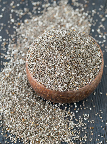 chia seeds onw ooden surface photo