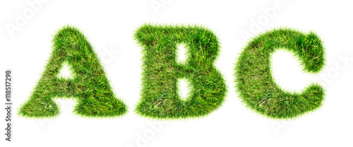 Latin alphabet letters made of grass