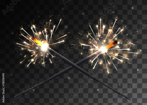 VECTOR eps 10. Glowing collection. Sparkling bengal fire. Stars, glowing realistic light effects. Shining sparks

