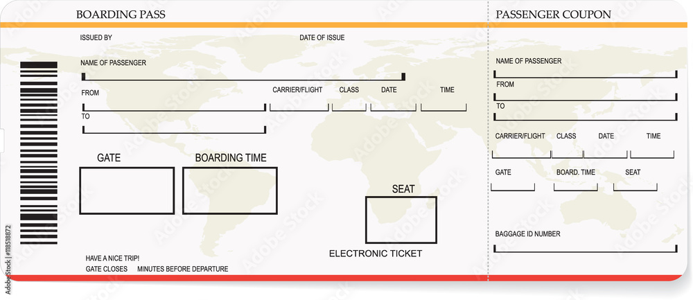 Vector illustration of pattern of a boarding pass or air ticket ...