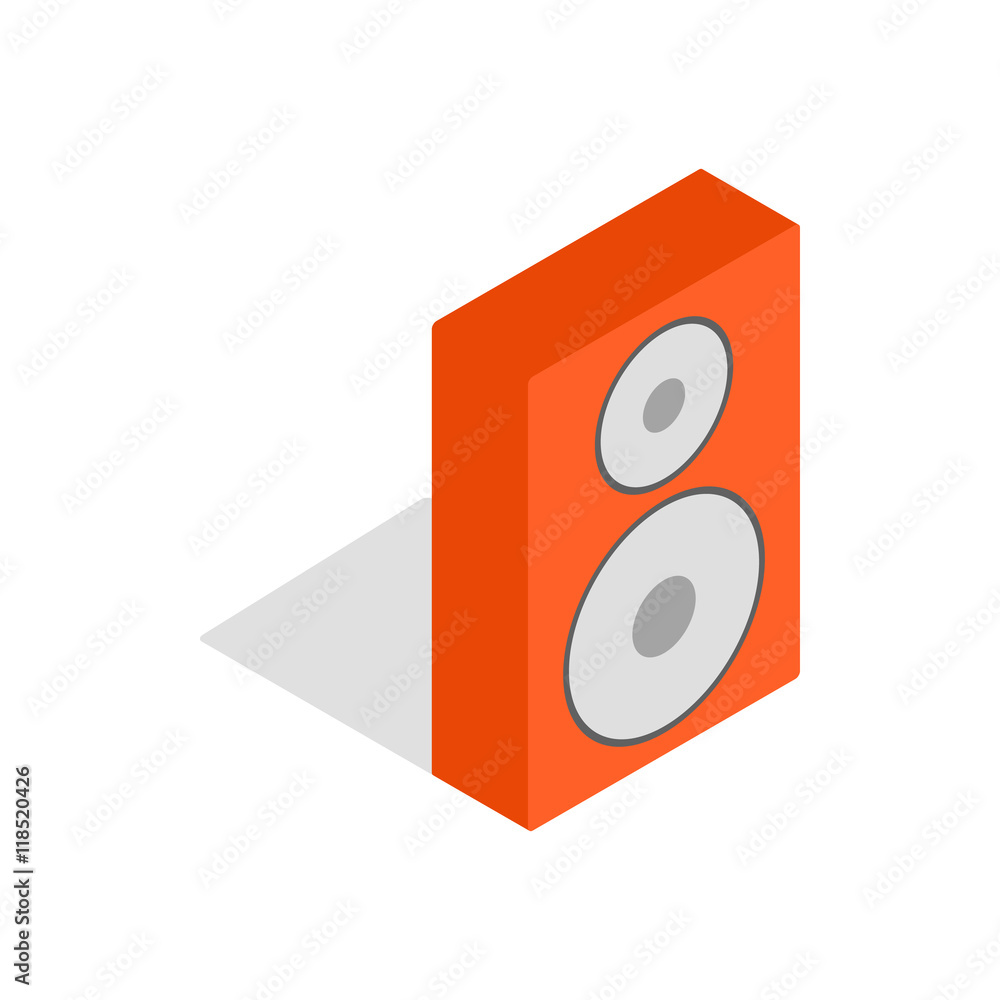Orange speaker icon in isometric 3d style on a white background Orange speaker icon in isometric 3d style on a white background