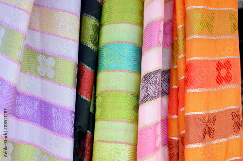 Colorful scarf and fabric thai style for sale and local clothes