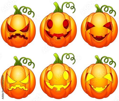 Set of Halloween pumpkins cartoon