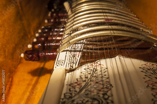 Obraz na plátně Instrument case with Sitar, a string traditional Indian musical