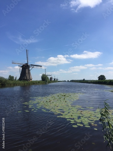 Mulini a vento e fiume, Kinderdijk, Olanda