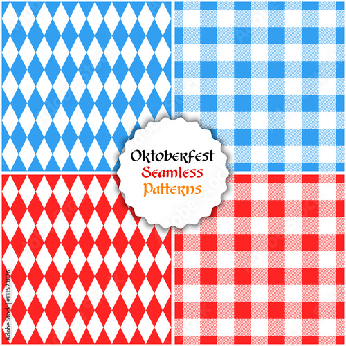 Vector set of oktoberfest seamless patterns background.