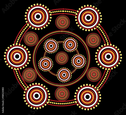 Illustration based on aboriginal style of dot painting.