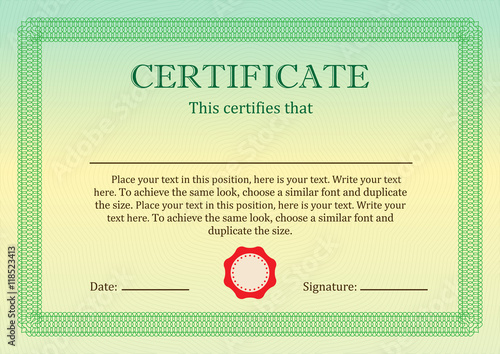 Certificate or Diploma of completion design template with borders. Vector illustration of Certificate of Achievement, coupon, award, winner certificate.