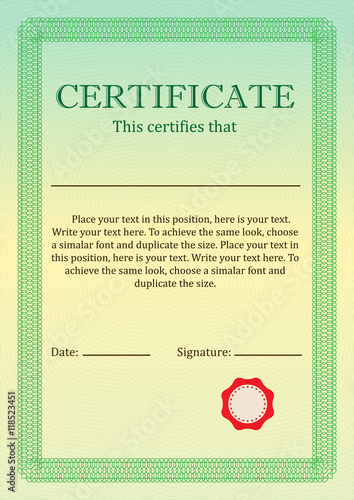 Certificate or Diploma of completion design template with border. Vector illustration of Certificate of Achievement, coupon, award, winner certificate.