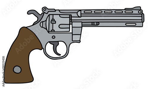 Hand drawing of a long big revolver