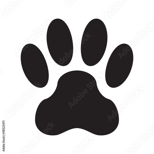 Animal footprint isolated on white background. Dog paw icon or sign. Vector illustration.