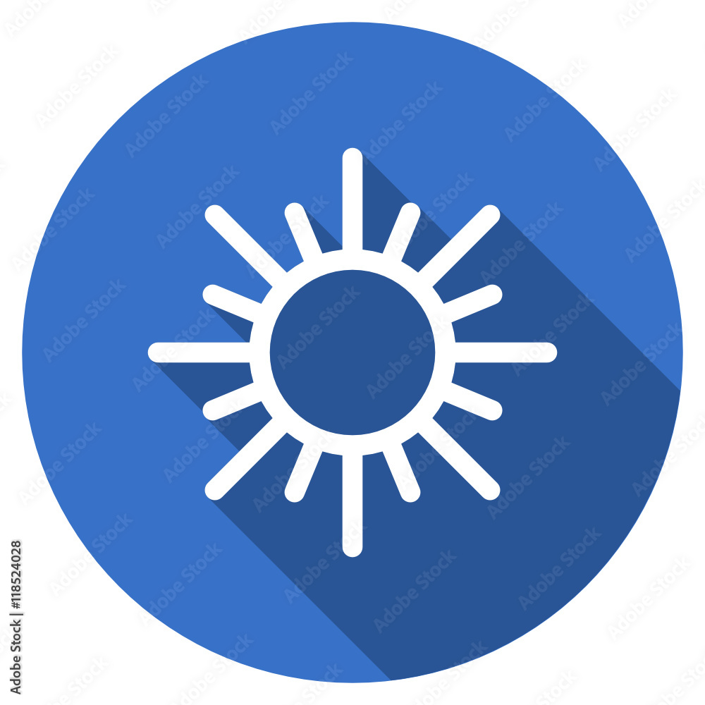 Flat design blue round web sun vector icon Flat design blue round web sun vector icon