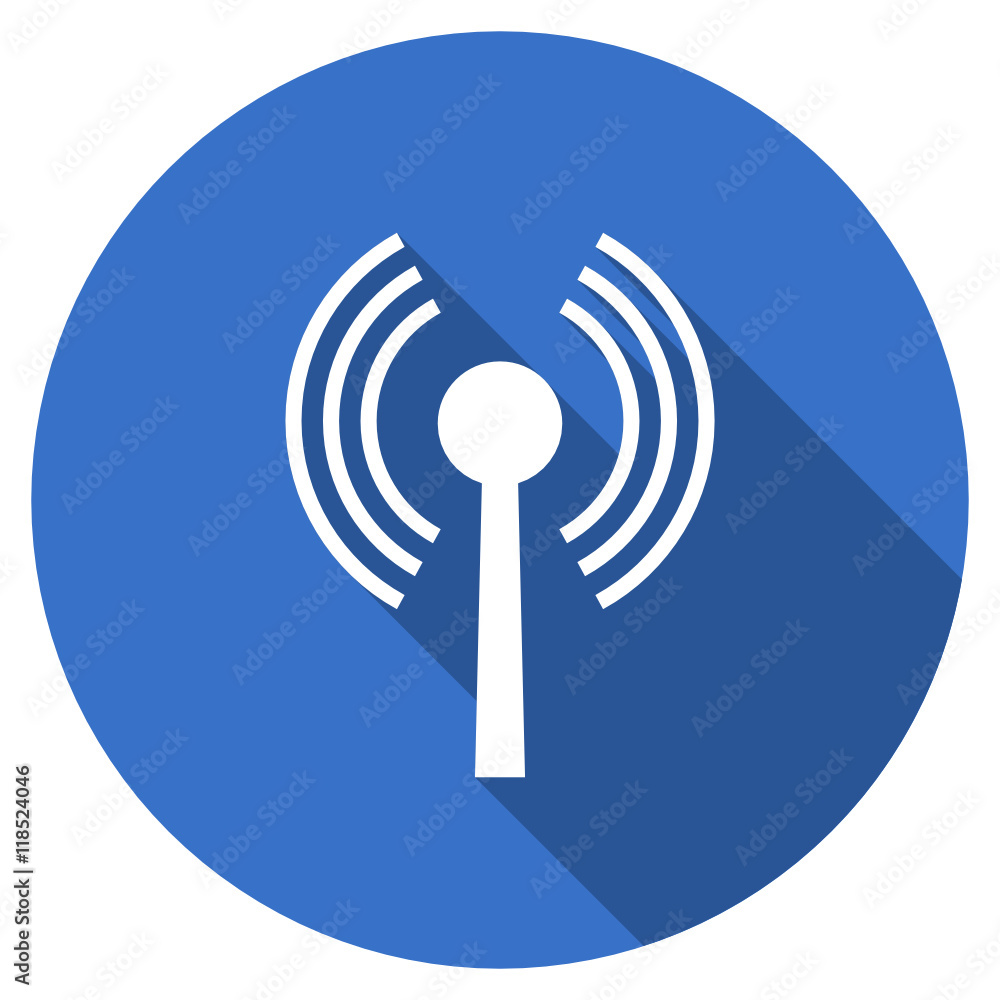 Flat design blue round web wifi vector icon Flat design blue round web wifi vector icon