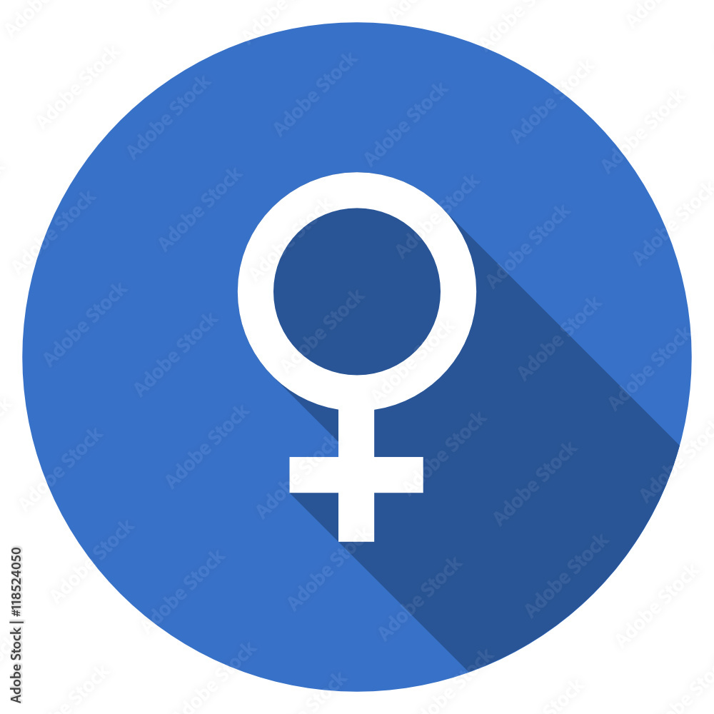 Flat design blue round web female gender vector icon Flat design blue round web female gender vector icon