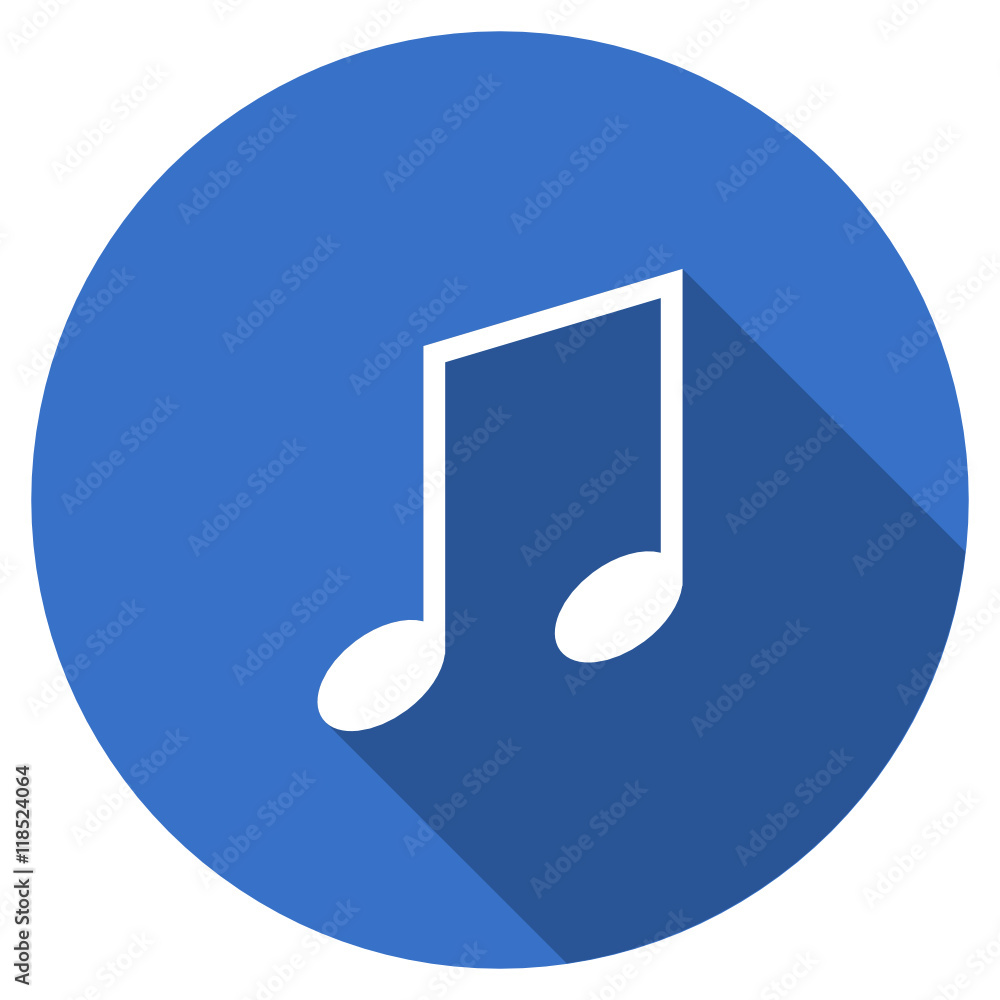 Flat design blue round web melody vector icon Flat design blue round web melody vector icon