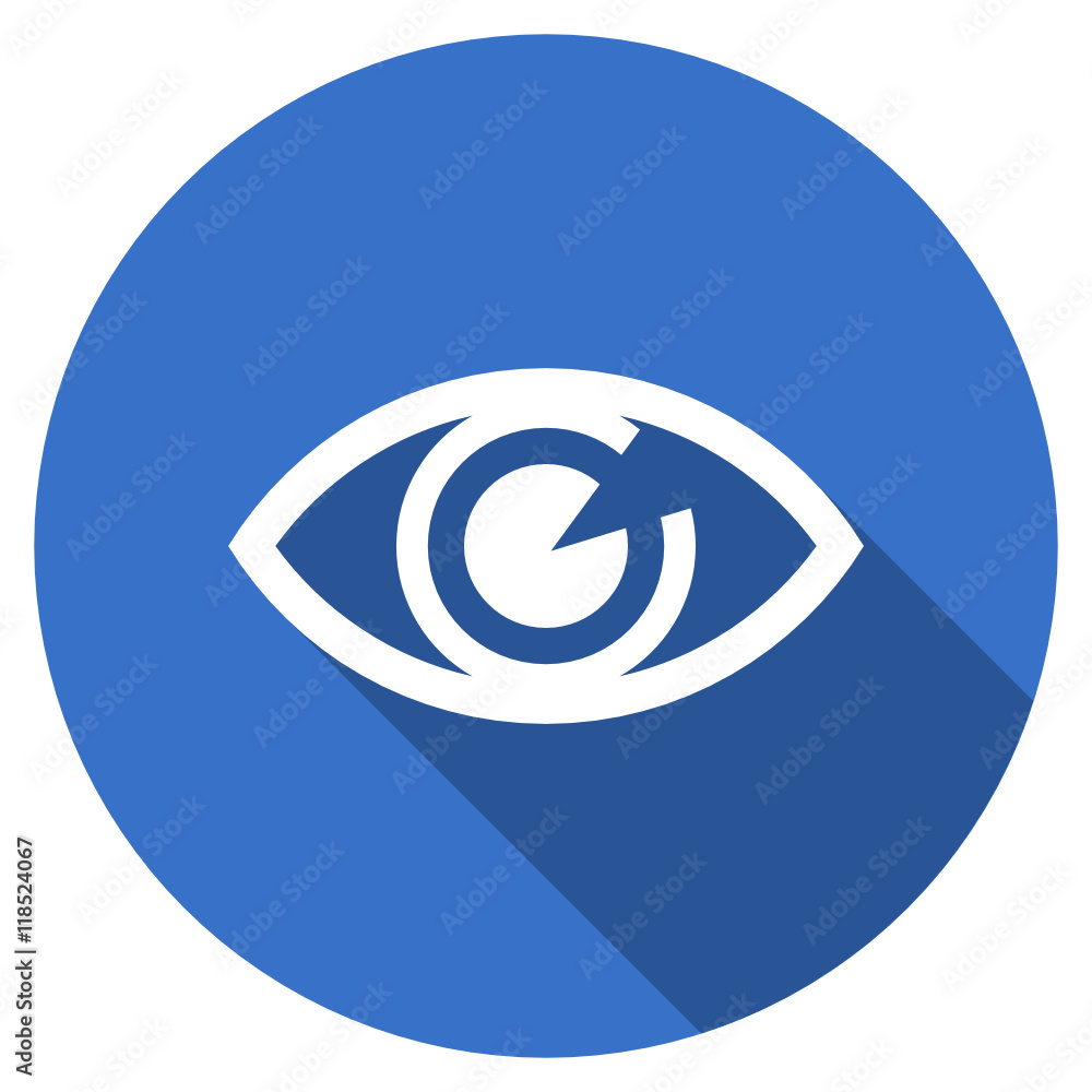 Flat design blue round web eye vector icon Flat design blue round web eye vector icon