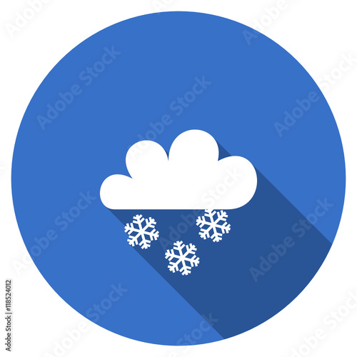 Flat design blue round web snow vector icon