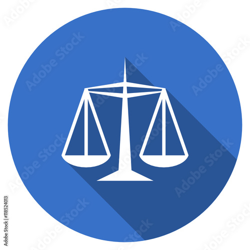 Flat design blue round web justice vector icon