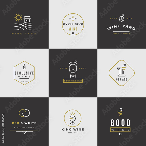 Wine card vector logo set