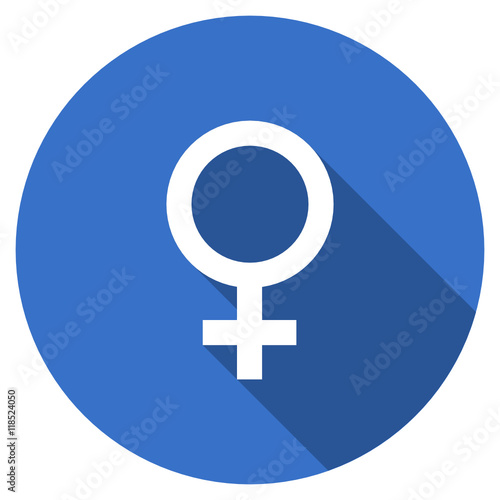 Flat design blue round web female gender vector icon