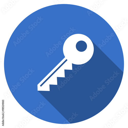 Flat design blue round web key vector icon
