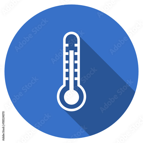 Flat design blue round web thermometer vector icon