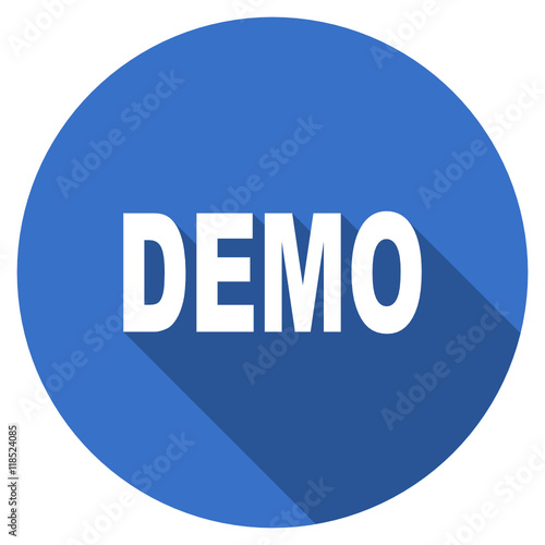 Flat design blue round web demo vector icon