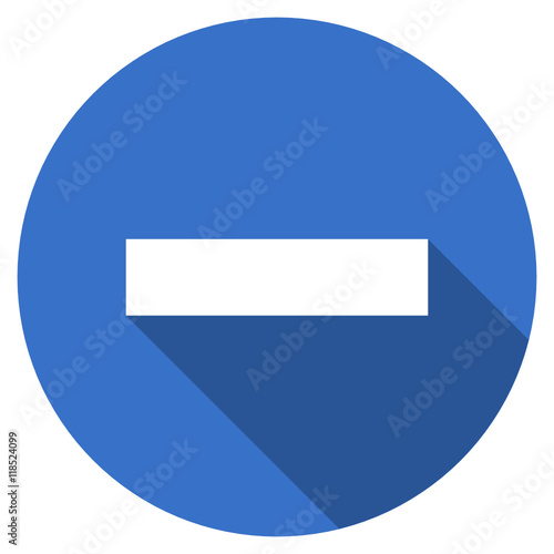 Flat design blue round web minus vector icon