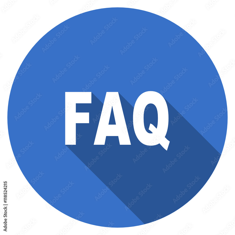 Flat design blue round web faq vector icon Flat design blue round web faq vector icon