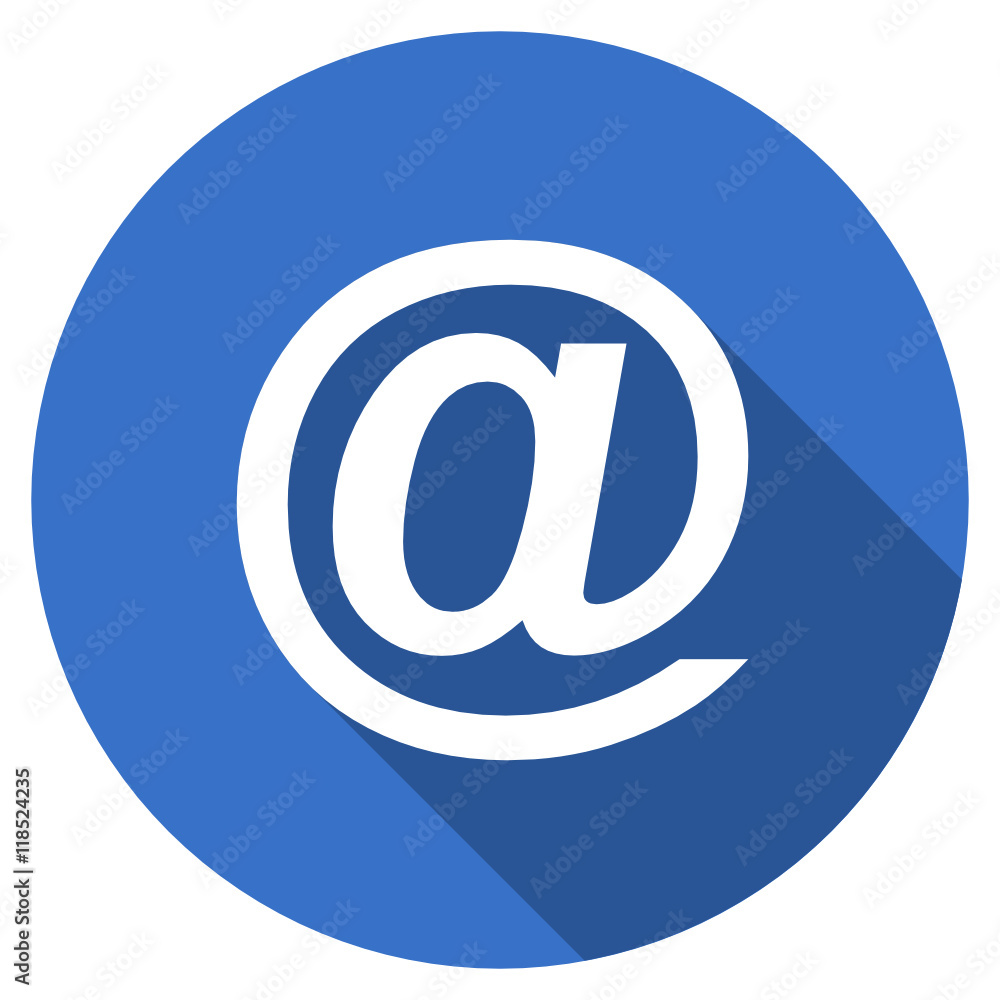 Flat design blue round web email vector icon Flat design blue round web email vector icon