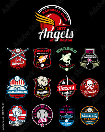 Sports teams high school, university and college vector color  badges