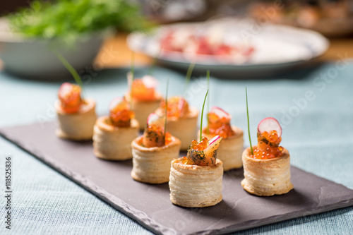 Delicious graved salmon appetizers