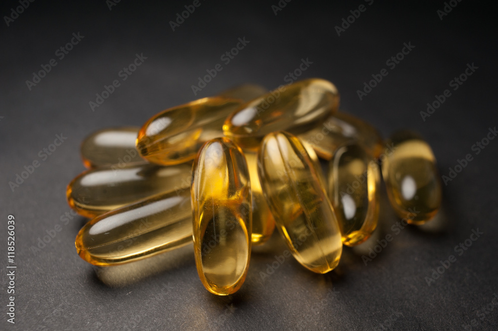 Omega 3 capsules from Fish Oil on white background. Omega 3 capsules from Fish Oil on white background.