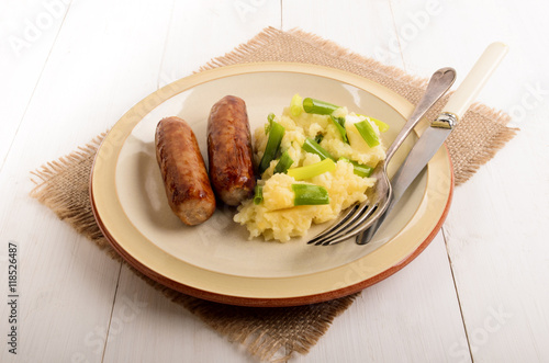 Obraz na plátně irish champ with home made sausages on a plate