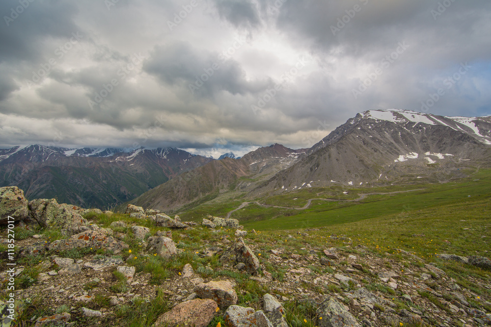 magnificent view of the mountain landscape in summer, Kazakhstan, Kyrgyzstan