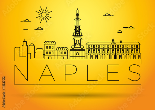 Minimal Vector Naples City Linear Skyline with Typographic Desig
