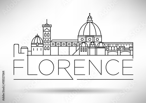 Fototapeta Minimalna wektorowa linia horyzontu Florencji z typograficznym des