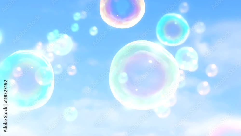 ゆっくり漂うシャボン玉のイメージ - 空背景 / パン ゆっくり漂うシャボン玉のイメージ - 空背景 / パン
