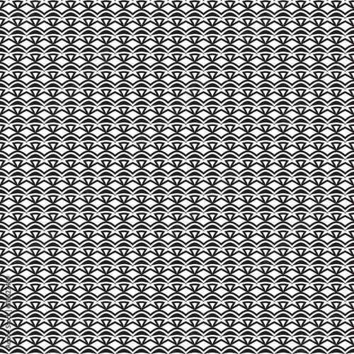 Monochrome illustration.  Endless abstract backdrop.  Geometric  seamless decor.  Modern repeating pattern.  Black and white texture. ..