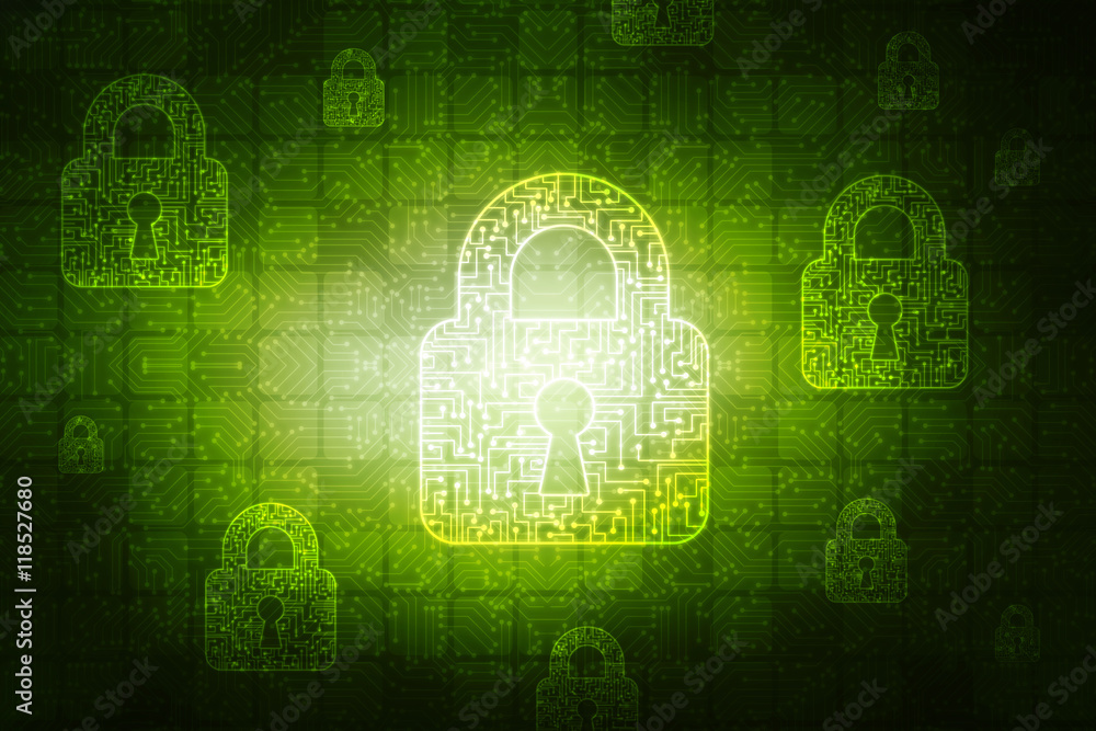 Security concept: Lock on digital screen, contrast, 2d illustration Security concept: Lock on digital screen, contrast, 2d illustration