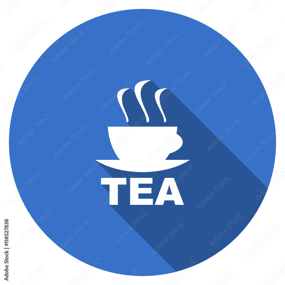 Flat design blue round web tea vector icon Flat design blue round web tea vector icon