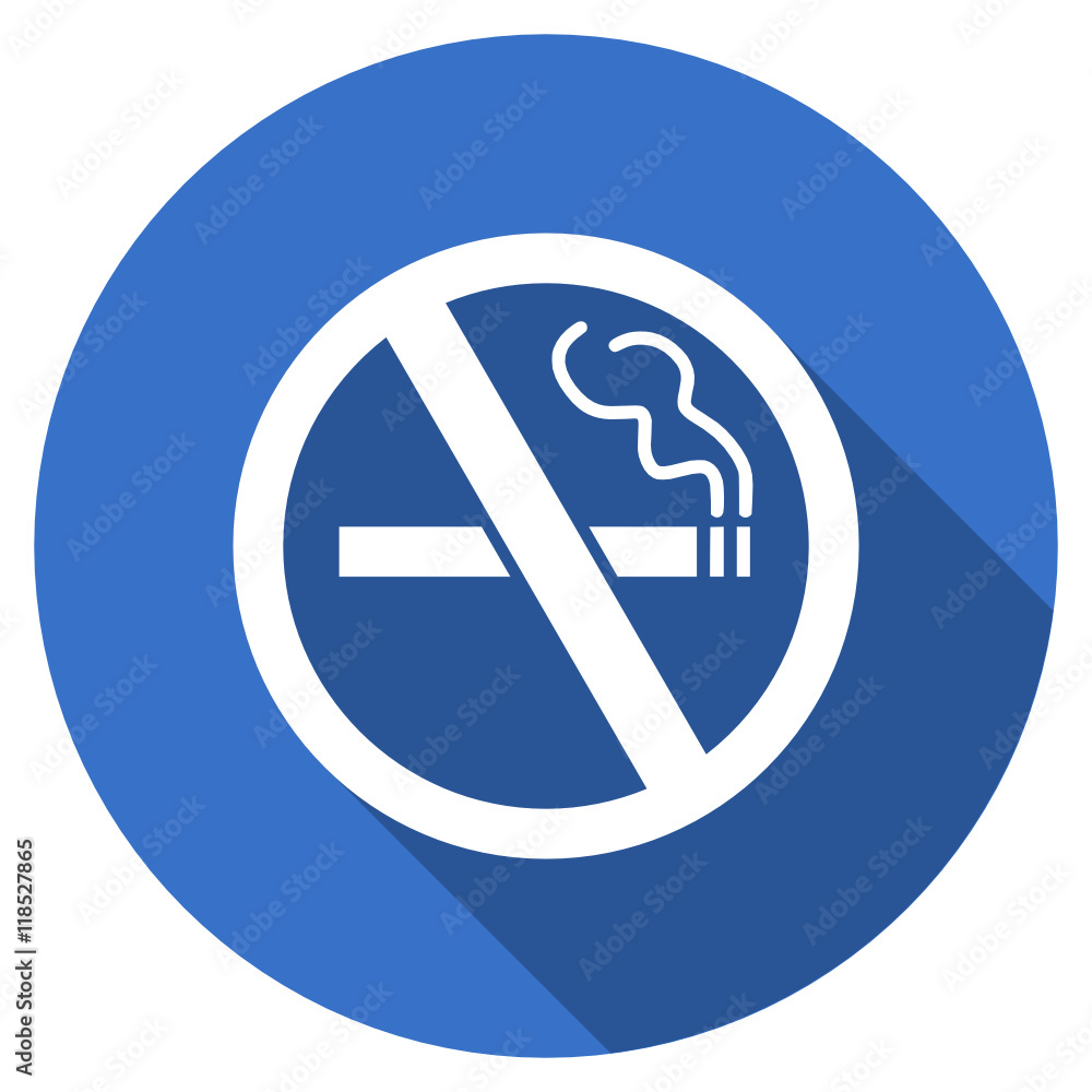 Flat design blue round web no smoking vector icon Flat design blue round web no smoking vector icon