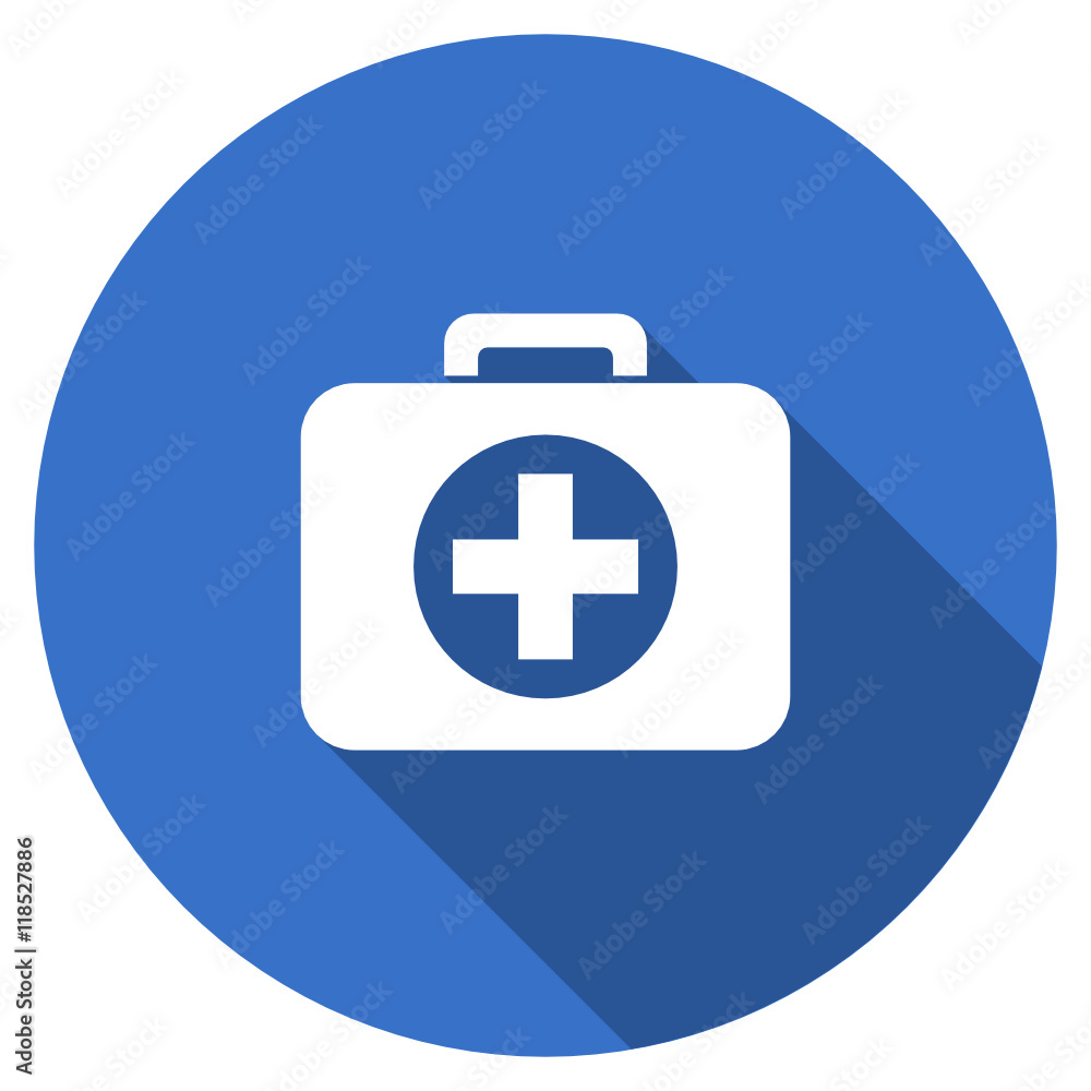 Flat design blue round web medicine vector icon Flat design blue round web medicine vector icon
