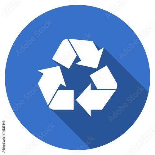 Flat design blue round web recycling vector icon