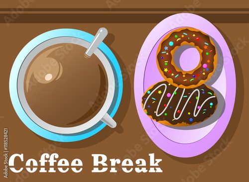 relax coffee break and donut 