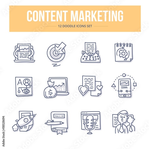 Content Marketing Doodle Icons