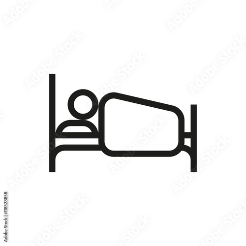 person in bed icon on white background
