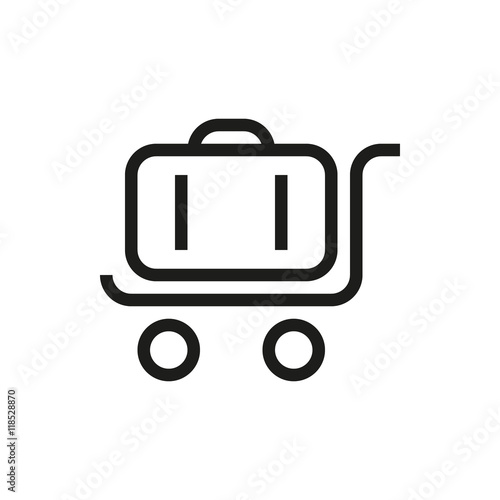 trolley luggage icon on white background