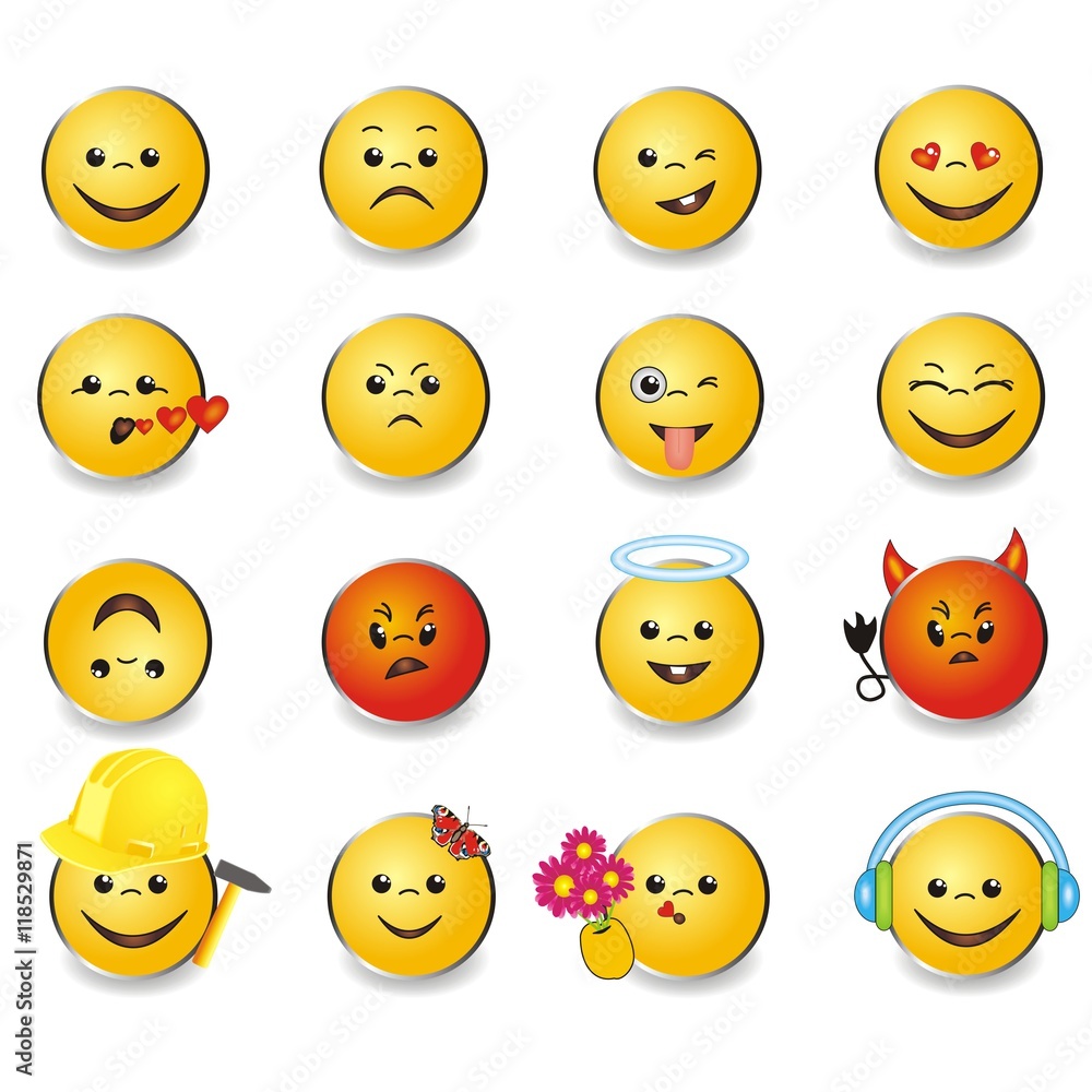 Set mit lustigen Emojis , smileys Set mit lustigen Emojis , smileys